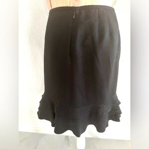 LOFT Black Midi Skirt with Ruffle Hem
